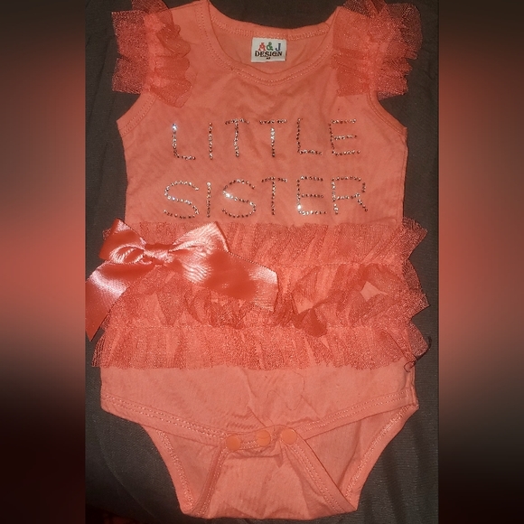 Nwot baby girl romper with tutu for little sister 3 months - Picture 1 of 4